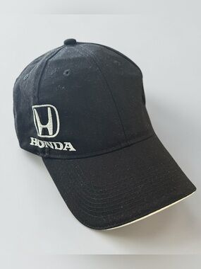 Honda Embroidered Black Baseball Cap with Red Accent